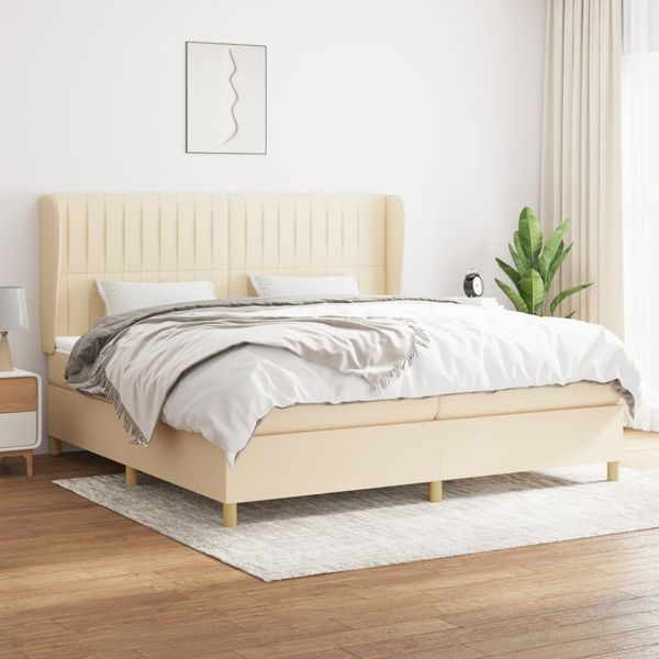 vidaXL Boxspring posteľ s matracom krémová 200x200 cm látka