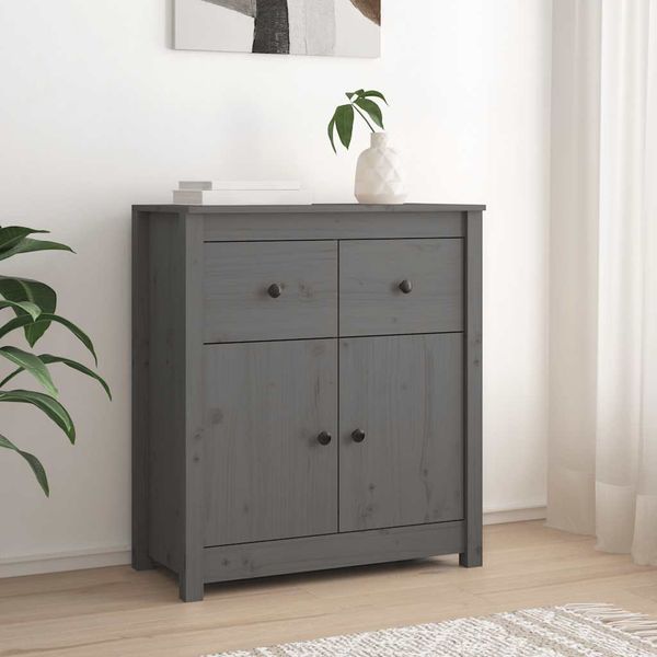 vidaXL Komoda sivá 70x35x80 cm borovicový masív