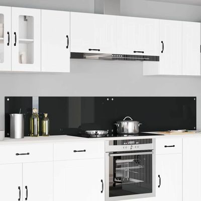 vidaXL Kuchynský obklad 2 pcs Čierna 120 x 40 cm tvrdené sklo
