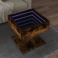 vidaXL Konferenčný stolík s LED dymový dub 50x50x45 cm kompozit. drevo
