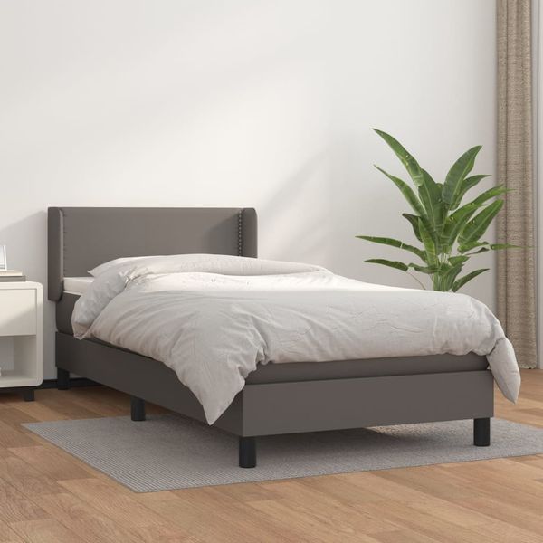 vidaXL Boxspring posteľ s matracom sivá 100x200 cm umelá koža