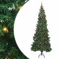 vidaXL Rohový umelý vianočný strom s 300 LED-i Zelená 240 cm PVC a kov