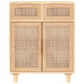 vidaXL Komoda hnedá 60x30x75 cm masívna borovica a prírodný ratan