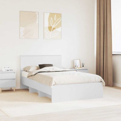 vidaXL Rám postele s čelnou doskou Biela 137 x 203 cm Kompozitné drevo
