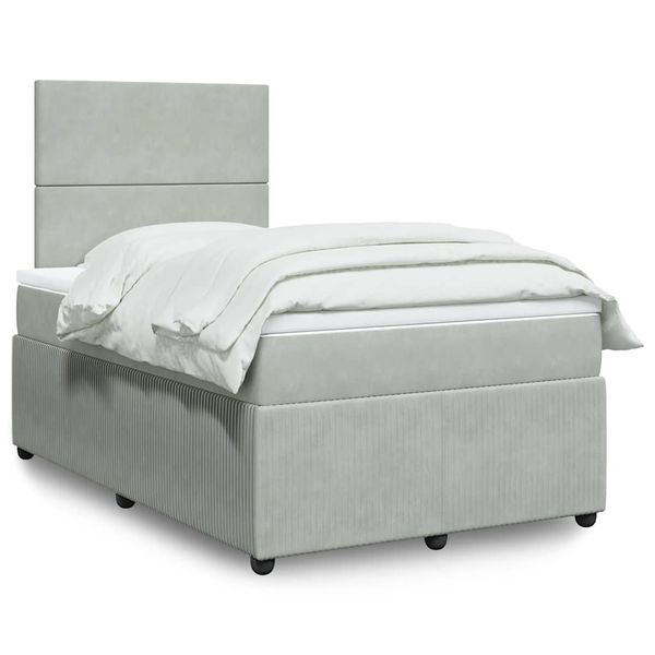 vidaXL Boxspring posteľ s matracom bledosivá 120x190 cm zamat