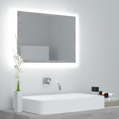 vidaXL Kúpeľňové zrkadlo s LED, betónovo sivé 60x8,5x37 cm akryl