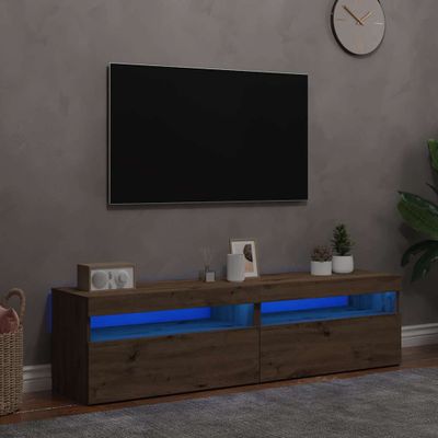 vidaXL TV skrinky s LED svetlami 2 ks dub artisan kompozitné drevo