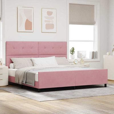 vidaXL Posteľ s pružinovým rámom Ružová 200 x 200 cm Zamat
