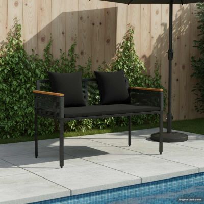 vidaXL Vonkajšia lavička 2 -Seater 117 x 54 x 74.5 cm polyratan Čierna