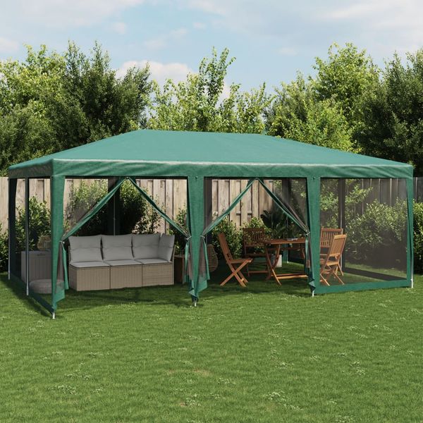 vidaXL Párty stan s 10 sieťkovanými bočnými stenami zelený 6x4 m HDPE