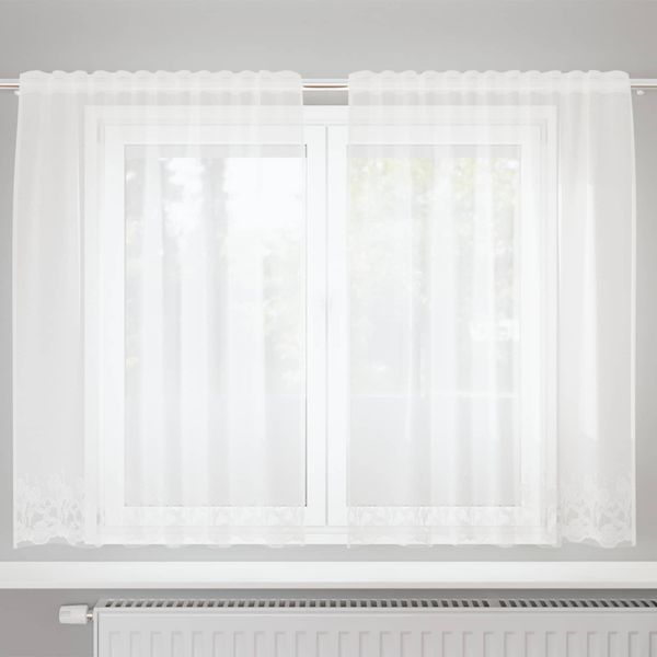 vidaXL Čipková záclona Biela 140 x 150 cm Polyester