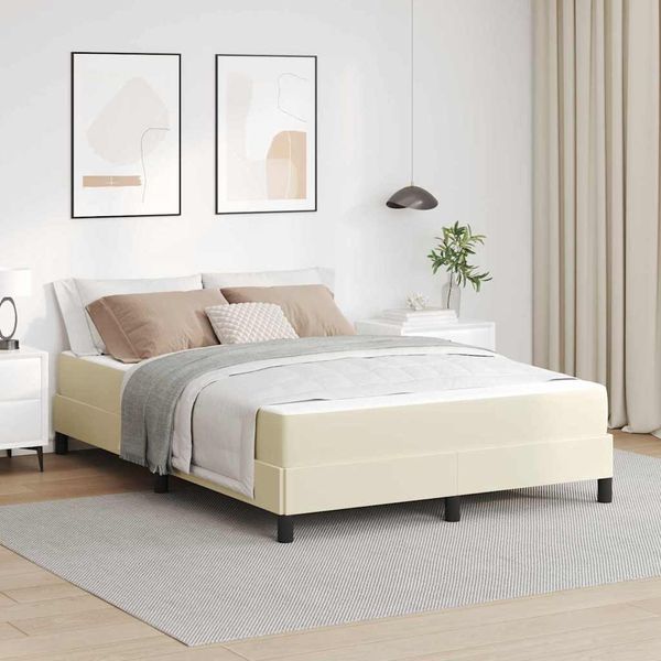 vidaXL Rám postele s matracmi Krémová 140 x 190 cm látka