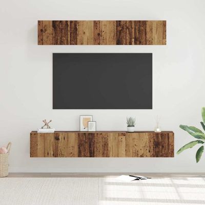 vidaXL Zostava TV skriniek Nástenný 5 pcs Staré drevo Kompozitné drevo