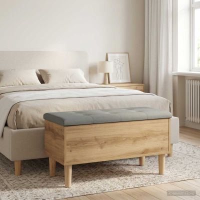 vidaXL Úložná lavička s vankúšom Dub artisan 82 x 42 x 46 cm