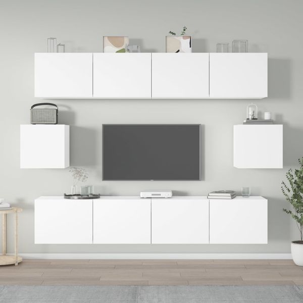 vidaXL 6-dielna súprava TV skriniek biela spracované drevo