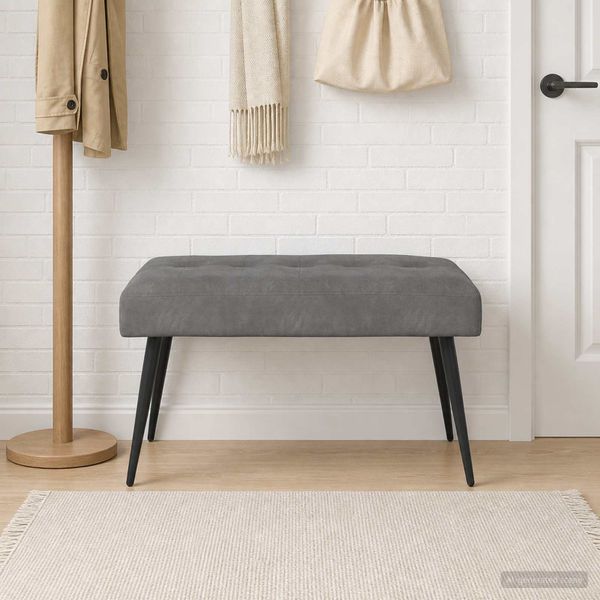 vidaXL Lavica s gombíkovým prešívaním Tmavosivá 80 x 40 x 46 cm Zamat