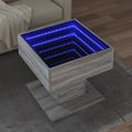 vidaXL Konferenčný stolík s LED sivá sonoma 50x50x45cm kompozit. drevo