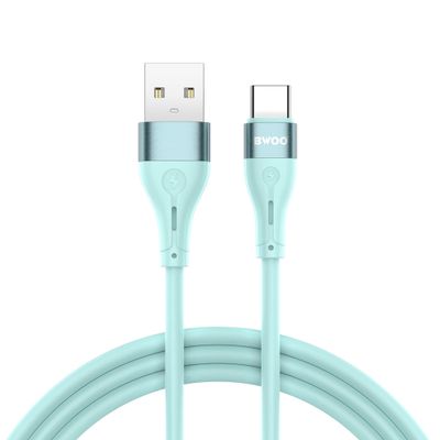 Kábel BWOO USB - USB-C 1 m 3A Minimalist Silicone Green X280C