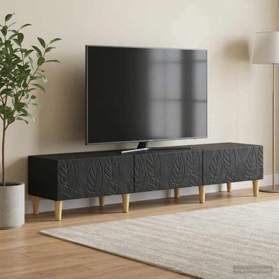 vidaXL TV skrinka 147 x 34,5 x 30 cm Čierna Kompozitné drevo