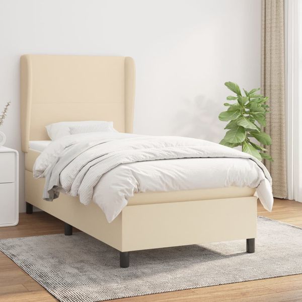 vidaXL Boxspring posteľ s matracom krémová 100x200 cm látka