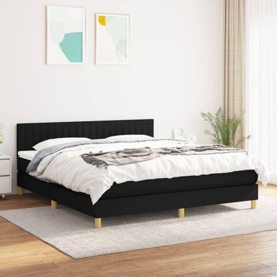 vidaXL Posteľný rám boxspring s matracom čierny 180x200 cm látka
