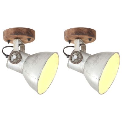 vidaXL Industriálne nástenné / stropné lampy 2 ks strieborné 20x25 cm E27