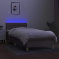 vidaXL Posteľ boxsping s matracom a LED sivohnedá 100x200 cm látka