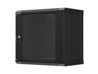 Lanberg 19'' racková skriňa pro montáž na stenu 9u/540x350 (flat pack) s prosklenými dvermi čierna