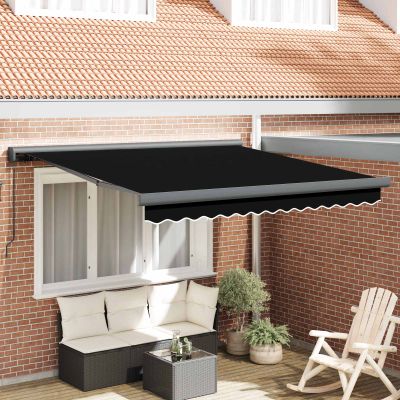 vidaXL Sklopná markíza Čierna 300 x 250 cm Plátno a hliník