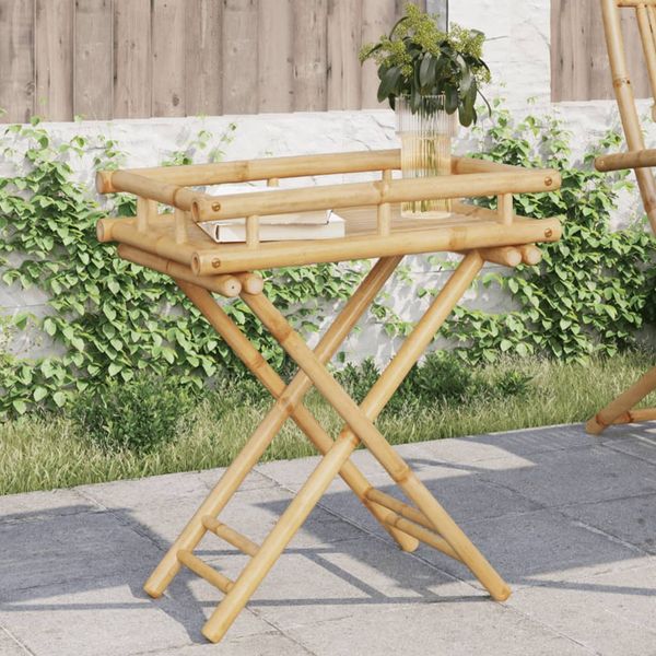 vidaXL Skladací stolík s podnosom 60x40x68 cm bambus