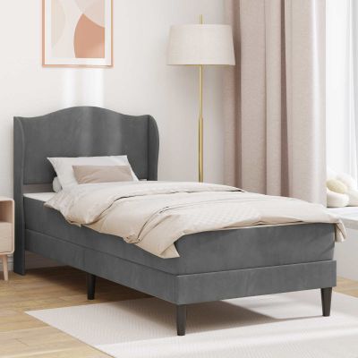 vidaXL Rám postele s čelnou doskou Tmavosivá 80 x 200 cm Zamat