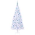 vidaXL Umelý vianočný stromček s 300 LED-i Biela 210 cm PVC a oceľ