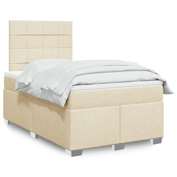 vidaXL Boxspring posteľ s matracom krémový 120x200 cm látka