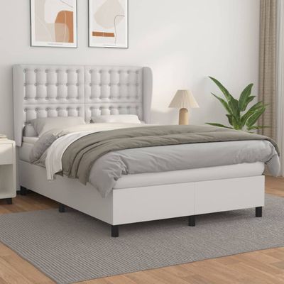 vidaXL Boxspring posteľ s matracom biela 140x200 cm umelá koža