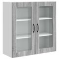 vidaXL Nástenný sklenený kabinet PORTO Sivý Sonoma 80 x 31 x 80 cm