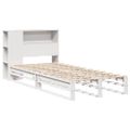 vidaXL Posteľ s knižnicou bez matraca biela 100x200cm masívne drevo