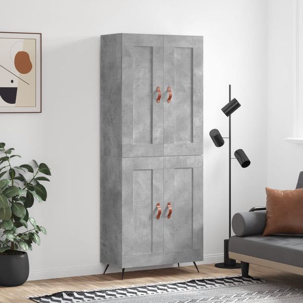 vidaXL Vysoká skrinka betónová sivá 69,5x34x180 cm spracované drevo