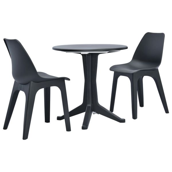 vidaXL 3-dielna bistro súprava antracitová plastová