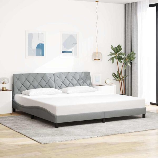 vidaXL Rám postele bez matraca bledosivá 200x200 cm látka