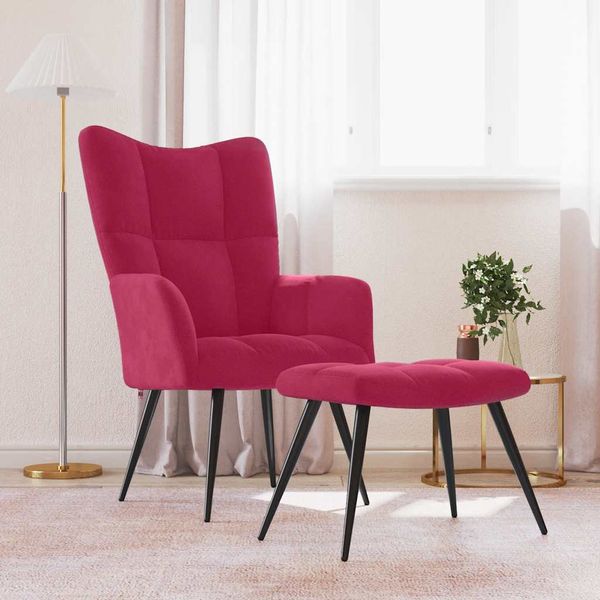 vidaXL Relaxačné kreslo s podnožkou vínovo-červené zamat