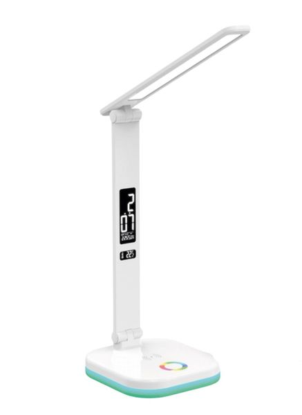 Platinet PDL711RGBW stolná LED lampa stmievateľná, bezdrôtové nabíjanie, hodiny, biela