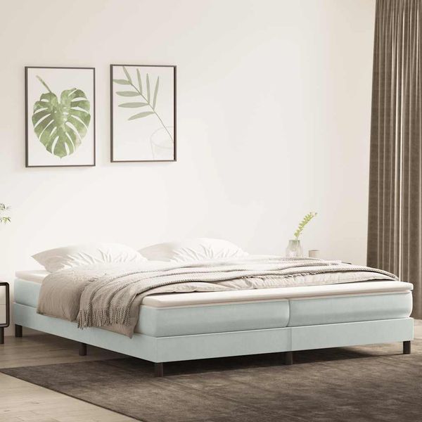 vidaXL Box Spring Posteľ s matracom Svetlosivá 180x220 cm Zamat