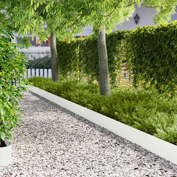 vidaXL Obrubník trávnika 10 ks 102 x 15 x 4 cm Oceľ Biela