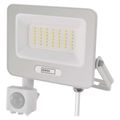 LED reflektor GLARO s pohybovým čidlom, 30 W, biely, IP54, 3000 lm, neutrálna biela