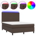vidaXL Boxspring posteľ s matracom a LED hnedá 140x190 cm umelá koža