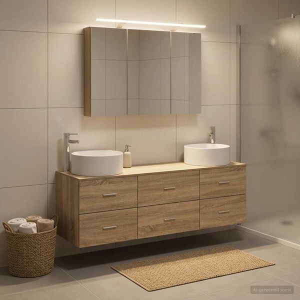 vidaXL Sada kúpeľňového nábytku 4 pcs Dub sonoma