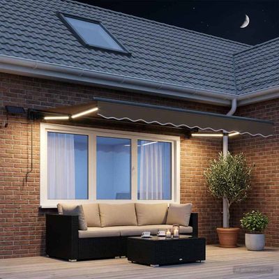 vidaXL Ručný rám markízy s LED Sivohnedá 2,5 x 2 m