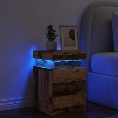 vidaXL Nočný stolík s LED staré drevo 35x39x55 cm kompozitné drevo