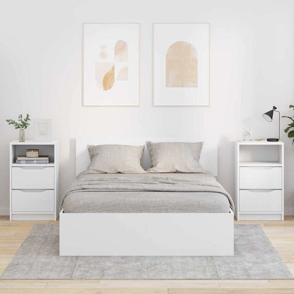 vidaXL Nočné stolíky 2 pcs Biela 40 x 30 x 467 cm Kompozitné drevo