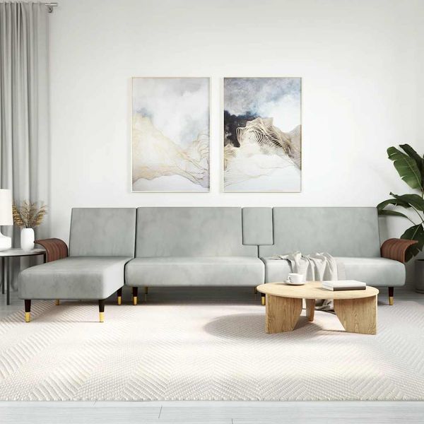 vidaXL Pohovka v tvare L bledosivá 279x140x70 cm zamat